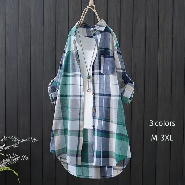 リラックス チェック柄 快適 スタイリッシュ M-3XL レディース 森ガールアウター