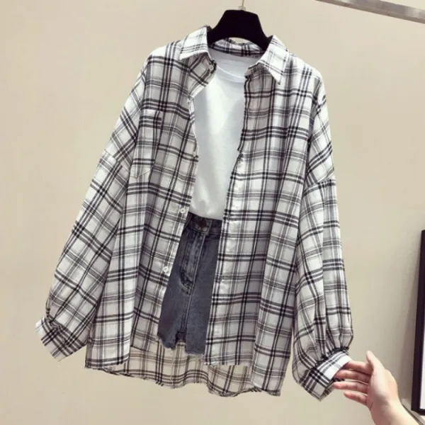 日焼け止め シングル チェック柄 5色展開 組み合わせ自由 ブレスト シンプル カーディガン