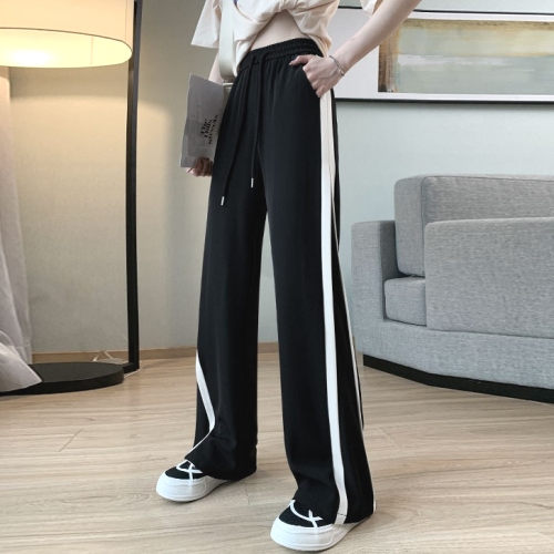 ins超人気 ファッション 春夏 ハイウエスト 配色 レギュラー丈 カジュアルパンツ