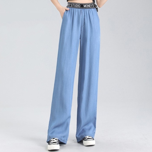 個性的なデザイン ファッション アルファベット デニム ハイウエスト レギュラー丈 パンツ