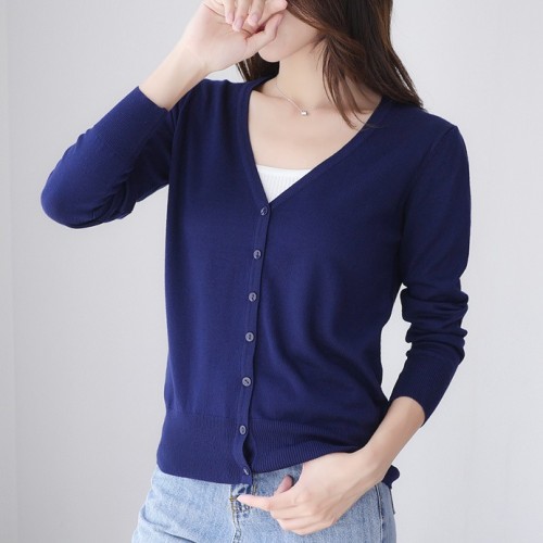 【S~5XL】 簡約 合わせやすい 無地 長袖 Vネック ニット カーディガン