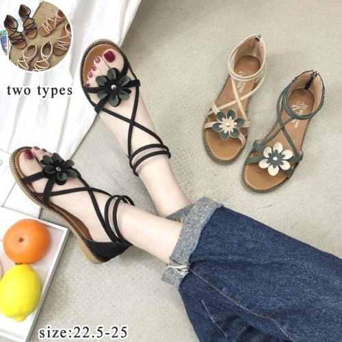最安保障 two types  ファッション   シンプル クロスストラップ ジッパー サンダル