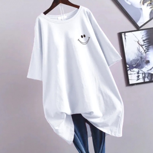 ゆったり 大活躍 ラウンドネック 五分袖 ワンサイズ レディース Tシャツ