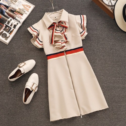 【値段以上の品質！】韓国洋服スウィートボウタイリボンドレスデートワンピース
