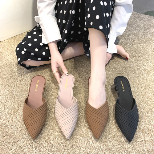 人気を独占中♡ シンプル ポインテッドトゥ チャンキーヒール キック サンダル