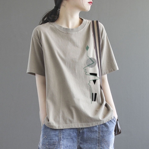 着回し 快適 カジュアル プリント 半袖 通勤 Ｔシャツ