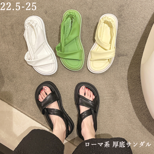 おしゃれ度アップ   カジュアル   ローマ系 防水   ローファー 厚底 韓流 厚底サンダル