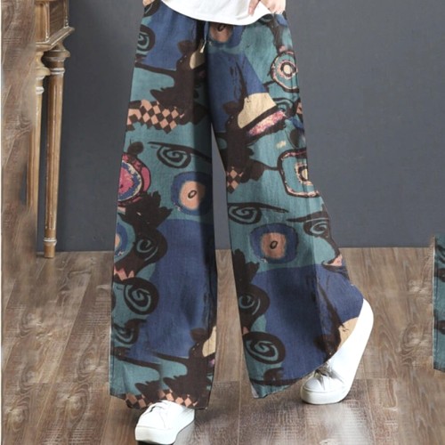 エスニック系 プラスサイズ ゆったり プリント  S-5XL レディース ガウチョパンツ