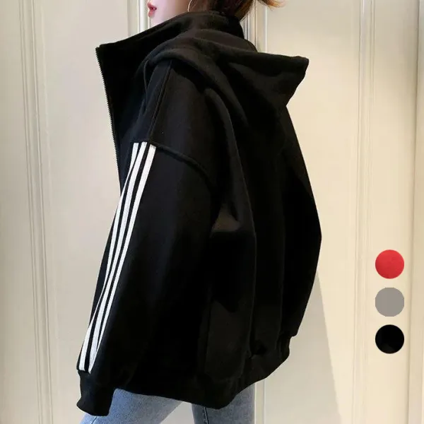 オーバーサイズ感 定番 切り替え ストラップ 春秋 ビックシルエット フード付き ハーフネック 配色 ジャケット パーカー