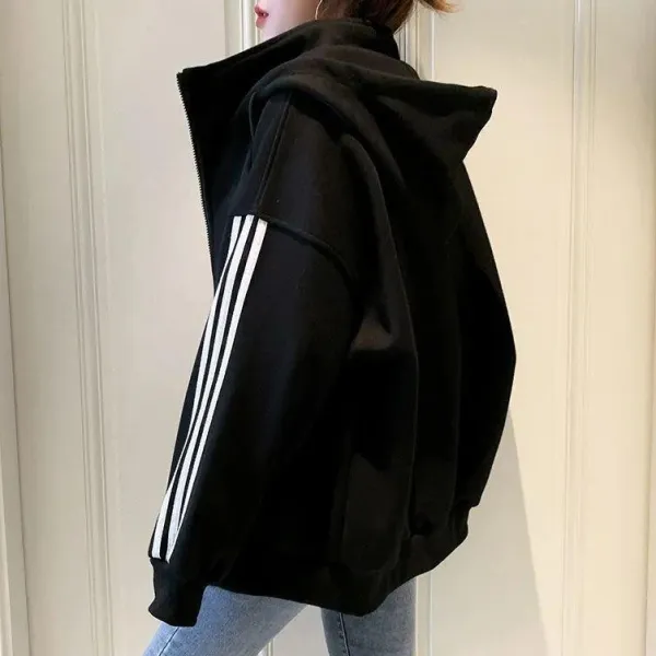 オーバーサイズ感 定番 切り替え ストラップ 春秋 ビックシルエット フード付き ハーフネック 配色 ジャケット パーカー