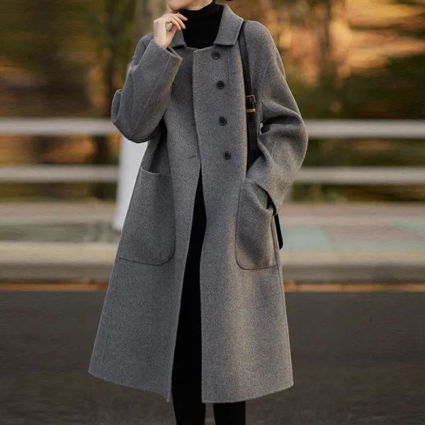 気質アップ エレガント 3色展開 きれいめ系 折り襟 シングルブレスト 無地 ラシャ コート