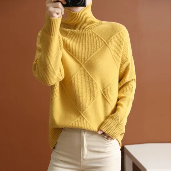 上品さたっぷり シンプル 無地 着痩せ効果 全6色 ハイネック 秋冬 ニット セーター