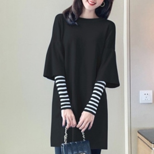 トレンドアイテム！カジュアル レイヤード 大きめのサイズ感 中長  レディース 秋冬 服 Tシャツ