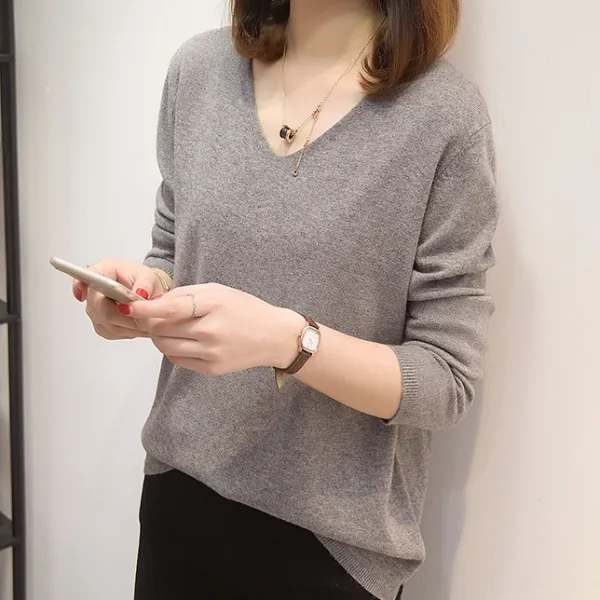 柔らかくて優しい印象 8色展開 ニット 無地 ｖネック ゆったり ニット 伸縮性あり セーター