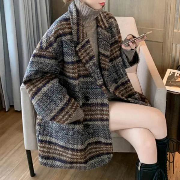 人気新作 気質アップ 定番 チェック柄 長袖  秋冬 シングルブレスト コート
