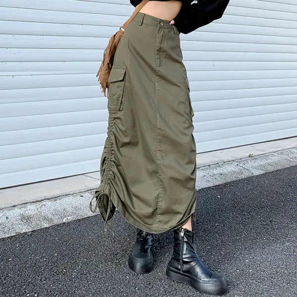 気質アップ ボウタイスリットハイウエストロングスカート