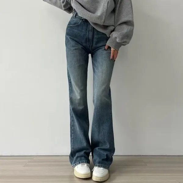 超人気 おしゃれ度高め ファッション 無地 美脚 オーバーサイズ 切り替え 着瘦せ デニムパンツ