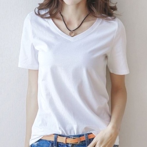 定番シンプル 無地 3色展開 ｖネック ゆったり 合わせやすい 半袖 Ｔシャツ