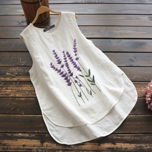 スタイリッシュ レトロ プルオーバー ラウンドネック 刺繍 タンクトップ レディース 夏 春夏
