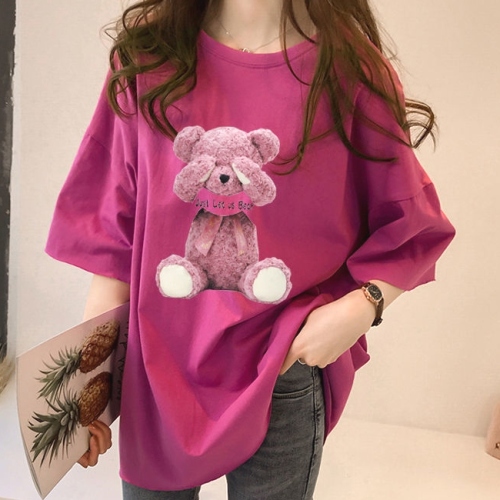 無地プリント夏 服ラウンドネック五分袖レディース ファッション 通販 大人 可愛いTシャツ