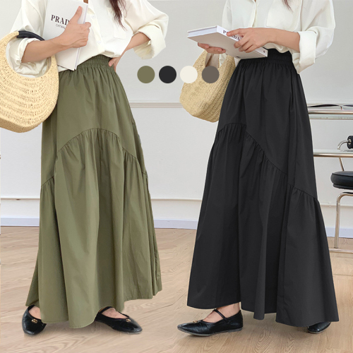 ins超人気ファッションハイウエストロングAライン体型をカバースカート