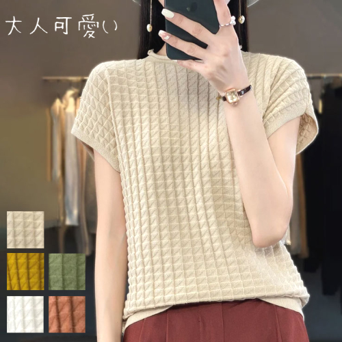 大人可愛い  フェミニン 全5色 ラウンドネック 肌触りよく 半袖 ギャザー Tシャツ レディース 夏 春夏