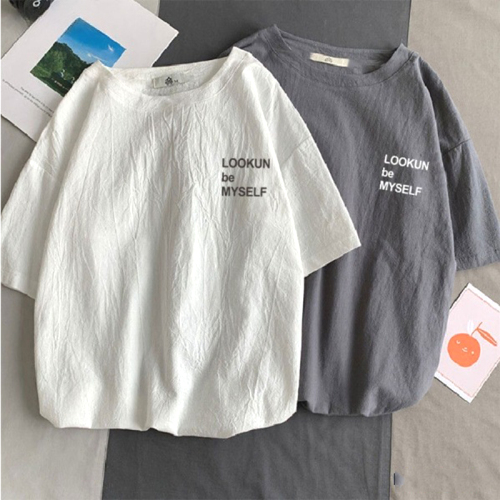 人気新作アルファベットコットンゆったり体型カバー肌触りよい半袖Tシャツ