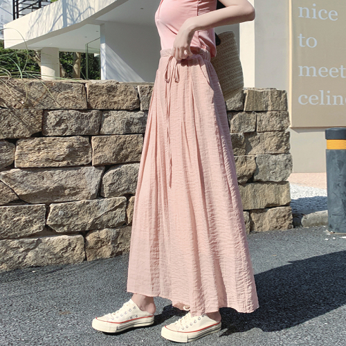 個性的なデザイン  ひらひら  夏新作 シフォン ハイウエスト タイスカート  ミドル丈 スカート ワイドレッグパンツ