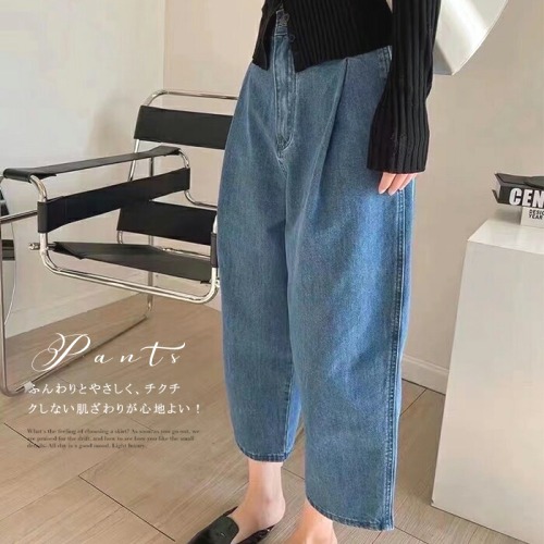 レディースパンツデニムボトムス夏パンツ新作ズボンジーンズ九分丈パンツデニムパンツ春夏ゆったり体型カバー人気無地上品シンプルお出かけ女子会食事会旅行通勤合わせやすいオシャレかわいいファッション