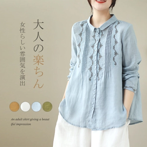 カジュアル  レトロ  新作  ゆったり  文芸スタイル  刺繡  コットン  春夏  秋の新作アイテム