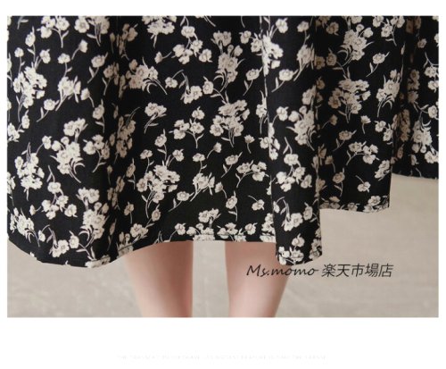 花柄ワンピースレディース40代きれいめマキシワンピース秋服長袖ワンピースプリントvネックシフォンaラインスカートオシャレ韓国風大人ゆったり体型カバー30代50代