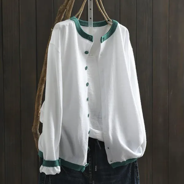 なシルエット シンプル 配色 着痩せ 体型カバー ラウンドネック 柔軟加工 カーディガン夏服 夏コーデ ファッション 今日のコーデ 大人コーデ レディース