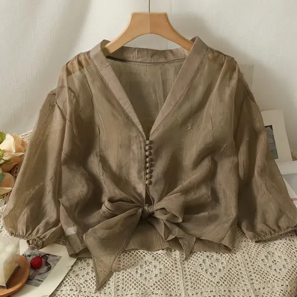 楽ちんなつけ心地 ファッション 無地 接触冷感 UVカット 切り替え  レディース ブラウス・シャツ 服 コーデ ファッション 今日のコーデ コーデ レディース