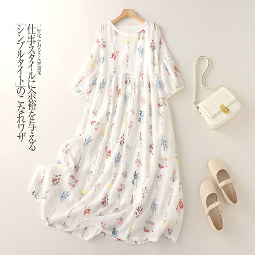 上品な可愛さ森ガールプリント半袖着痩せ効果ワンピース夏コーデファッションcoordinateカジュアルコーデコーディネート夏服今日のコーデ大人コーデレディースfashionootd