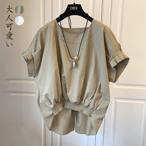 欠かせない体型をカバーカジュアルランダムティアード半袖ラウンドネックシャツ夏コーデファッションcoordinateカジュアルコーデコーディネート夏服今日のコーデ大人コーデレディースfashionootd