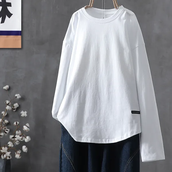 【9999円達成でGET！】目を奪われるカジュアル無地ラウンドネック長袖Tシャツ秋コーデファッションカジュアルコーデコーディネート秋服今日のコーデ大人コーデレディース