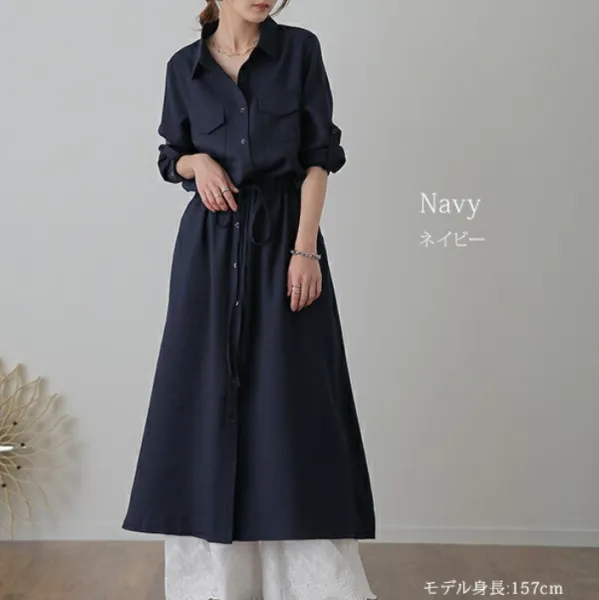 ロングシャツワンピースワンピース襟付きレディースファッションゆったり楽ちんオーバーサイズ体型カバーマタニティカジュアルオフィス仕事着20代30代40代50代60代ワンピスター春夏秋新作