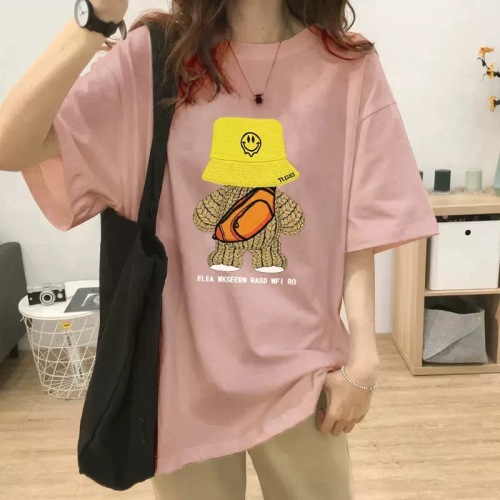 新作  ゆったり  半袖  ラウンドネック  ロング  トップス