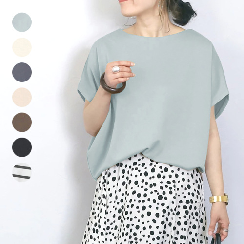 Tシャツ  ドルマンスリーブ  無地  シンプル  カジュアル  コットン  どんなスタイルにも合う  ゆったり  クルーネック  夏服  韓国風  レディース  トップス