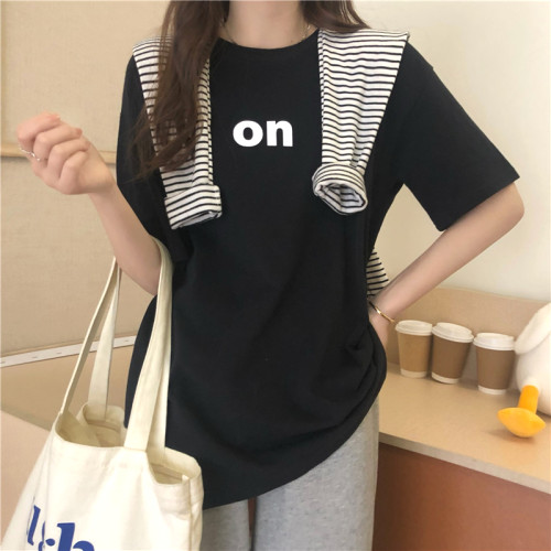 プリント  アルファベット  半袖  どんなスタイルにも合う  ゆったり  クルーネック  プルオーバー  夏服  韓国風  レイジー風  新作  2024  インスタ流行  レディース