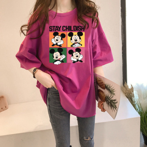 Tシャツ  半袖  ゆったり  夏服  韓国風  普通  新作  レディース  ミディ丈 / ミディアム丈