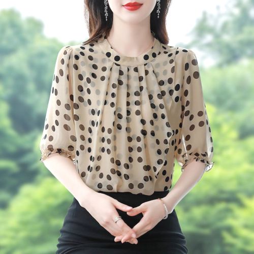 シャツ  カジュアル  シフォン  半袖  スリムに見える  どんなスタイルにも合う  夏服  気質  新作  2024  レディース  洗練された  トップス