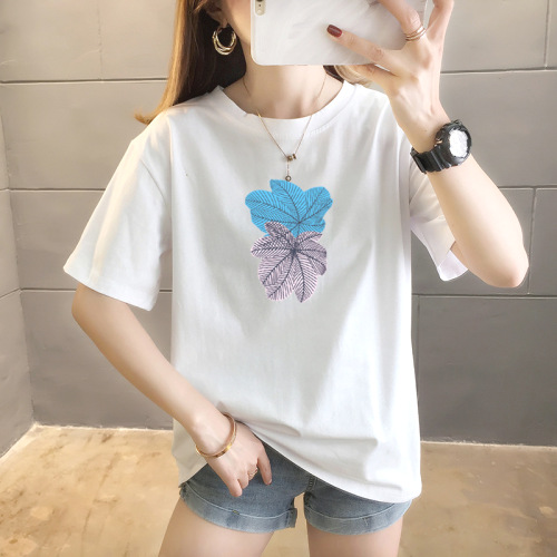 プリント  コットン  半袖  クルーネック  夏服  韓国風  インナー  おしゃれ / ファッション  レディース  トップス