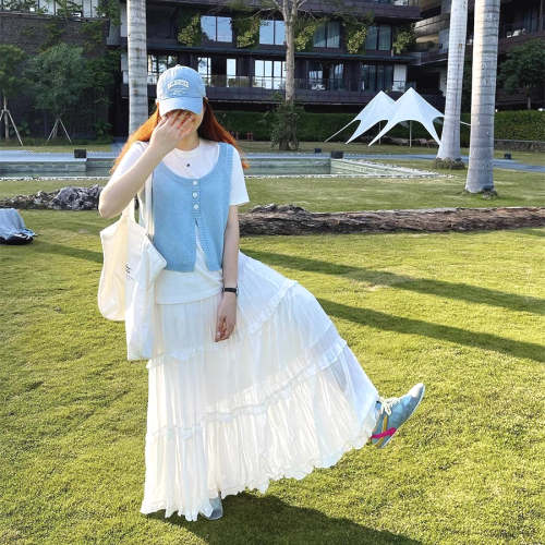 夏春秋プリーツ切り替えAライン細見えスカート