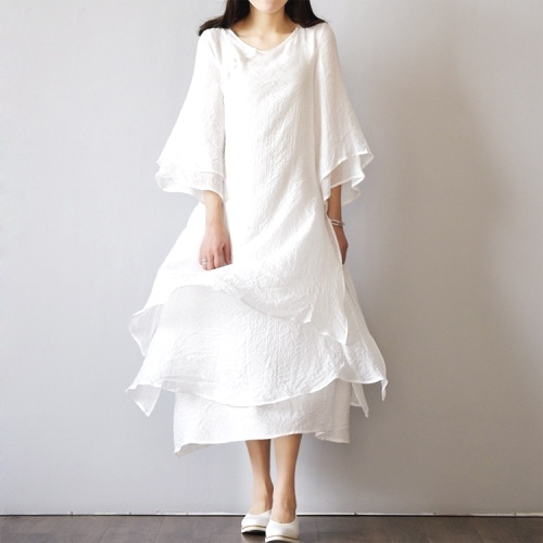 ワンピース  ロング  7分  文芸  春夏  レトロ  レディース