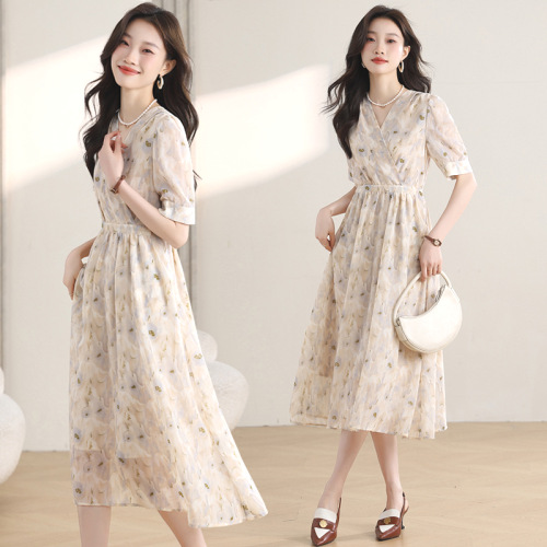 ワンピース  花柄  スリムに見える  ロング  夏服  高級  新作  フレンチスタイル  レディース  高級感