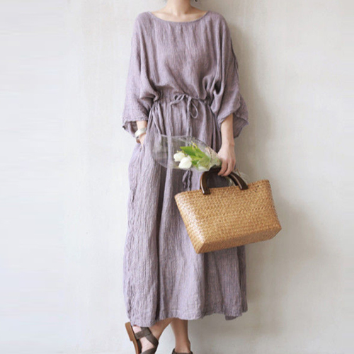 新作発売！ 無地 七分袖 ラウンドネック ストレート ボウタイ シンプル ワンピース fashion ootd カジュアルコーデ ファッション コーディネート 今日のコーデ coordinate トレンドコーデ 着回しコーデ 大人コーデ 大