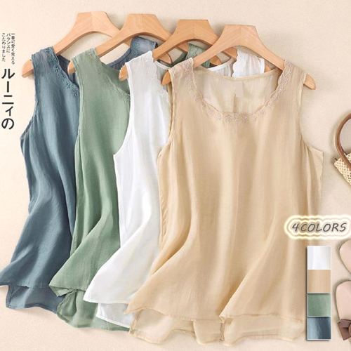 新商品＆再入荷 レース プルオーバー ラウンドネック 無地 ノースリーブ シンプル タンク fashion ootd カジュアルコーデ ファッション コーディネート 今日のコーデ coordinate トレンドコーデ 着回しコーデ 大人コー