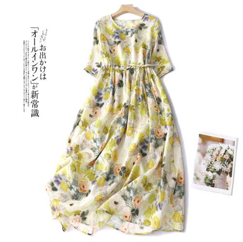 早い者勝ちです! Aライン 花柄 プリント 七分袖 ボウタイ レトロ ワンピース fashion ootd カジュアルコーデ ファッション コーディネート 今日のコーデ coordinate トレンドコーデ 着回しコーデ 大人コーデ 大人可