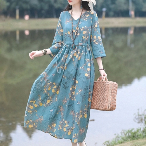 視線を集め Aライン プリント ボウタイ ハイウエスト すね丈 花柄ワンピース fashion ootd カジュアルコーデ ファッション コーディネート 今日のコーデ coordinate トレンドコーデ 着回しコーデ 大人コーデ 大人可愛